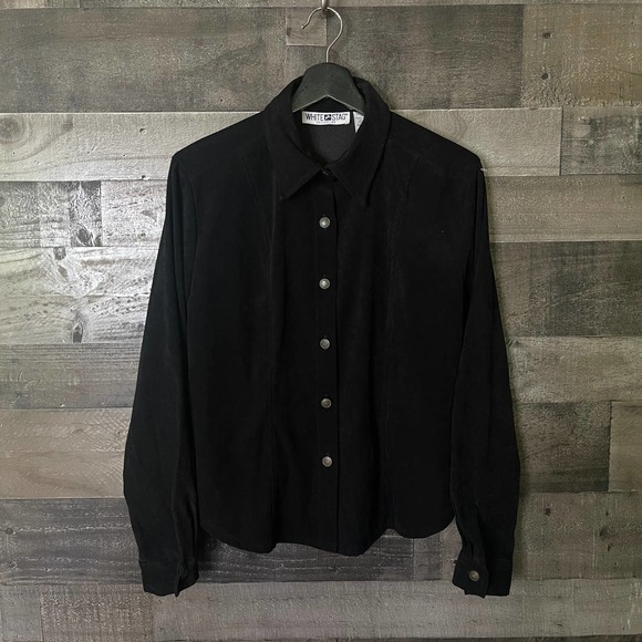 SOLD White Stag Suede Button Down Shirt Medium - Picture 1 of 2